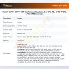 Hobart 417144-00001 NAT Gas Pressure Regulator, 3.5" WC, ADJ 3" TO 7" WC,  LP To NAT Conversion