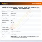 Bakers Pride BKPM1098X Thermostat W/Dial Knob Screw EGO 1/8" X 10" Nickel Bulb 680&deg;F 60" CAP