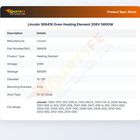 Lincoln 369418 Oven Heating Element 208V 5600W