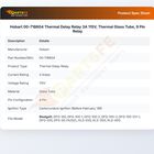 Hobart 00-718604 Thermal Delay Relay 3A 115V, Thermal Glass Tube, 9 Pin Relay