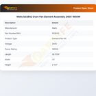 Wells 503843 Oven Pan Element Assembly 240V 1650W