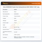 Hatco 020925400 Toaster Oven Heating Element 208V 1250W, 11-5/8" Long