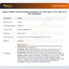 Hobart 721084-1 NAT Gas Pressure Regulator, 3.5" WC, ADJ 3" TO 7" WC,  LP To NAT Conversion