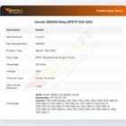 Lincoln 369200 Conveyor Oven Relay DPST 30A 120V