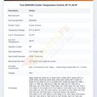 True E800382 Cooler Temperature Control, 9F To 36.5F