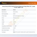 Henny Penny 25702 Polished Chrome Edgemount Hinge Offset 7/8", Length 4-5/16", Width 1-1/8"