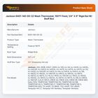 Jackson 6401-140-00-32 Wash Thermostat 150&deg;F Fixed 1/4" X 6" Rigid Bulb W/Stuff Box