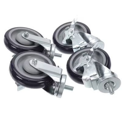 Krowne 28-141S Threaded Stem Caster Swivel W/ Brake 5" DIA 1/2"-13 X 1"