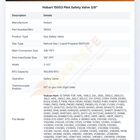 Hobart 15003 Pilot Safety Valve 3/8"