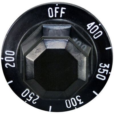 Vulcan Hart 00-408659-00003 Black Thermostat Knob W/White Printed Numbers, 2" DIA, OFF-400-200F, Mount .187", Flat Down