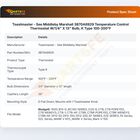Toastmaster - See Middleby Marshall 3B70A8929 Temperature Control Thermostat W/1/4" X 13" Bulb, K Type 100-200&deg;F