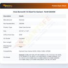 Oven Burner20-1/2  Steel For Garland - Part# 282059