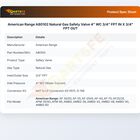 American Range A80102 Natural Gas Safety Valve 4" WC  3/4" FPT IN X 3/4" FPT OUT