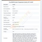 True 958745 Cooler Temperature Control, 9F To 36.5F