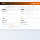 Wells 66681 120V Warmer Element W/ Screws, 8-1/2" X 17-1/2"