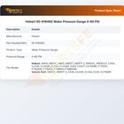 Hobart 00-918460 Water Pressure Gauge 0-60 PSI