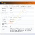 Groen GR101542 Oven Thermostat Kit  K-Type Dip-Sealed 100-290&deg;F