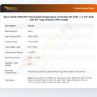 Bunn 3024-0005 KP Thermostat Temperature Controller W/ 5/16" x 4 1/2" Bulb and 30" Cap, Bracket, Wire Leads