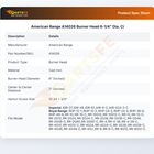 American Range A14026 Burner Head 6-1/4" Dia.  Ci