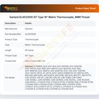Garland GL4523505 SIT Type 18" Metric Thermocouple, 9MM Thread