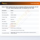 Hobart 700871-00004 Broiler Burner 20-3/4" X 15-1/4" W/Deflector 16-1/2" X 4-3/8" Shield Opening 2.408" Air Shutter W/7/16"OD Hole