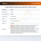 Lincoln 369194 Oven Wire Conveyor Belt Stainless Steel