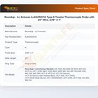 Roundup - AJ Antunes AJA4050214 Thermocouple Probe W/25" Wire 3/16" X 1" Type K