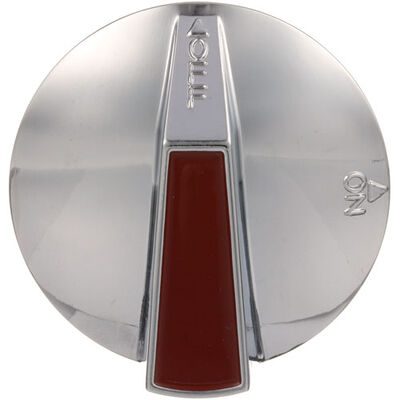 Jade Range JD3023100200 Chrome OFF/ON Burner Valvue Knob, Chrome W/Red Stripe, 2-3/8" DIA, Mount .24", Flat Down, 7/16" Protrusion