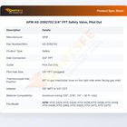 APW AS-2092702 Pilot Safety Valve 3/4" FPT