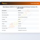 Metal Masters 301675 14" X 8" Warmer Element W/ Screw Terminals, 1PH, 240V, 1200W