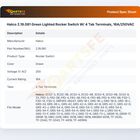 Hatco 2.19.081 Green Lighted Rocker Switch W/ 4 Tab Terminals, 16A/250VAC