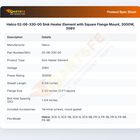 Hatco 02-06-330-00 Sink Heater Element with Square Flange Mount, 3000W, 208V