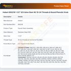Hobart 850218 Stem Valve W/10-24 Threads & Round Phenolic Knob 1-1/2" SS