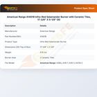 American Range A14016 Infrared Broiler Burner