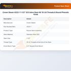 Crown Steam 4222-1 Stem Valve W/10-24 Threads & Round Phenolic Knob 1-1/2" SS