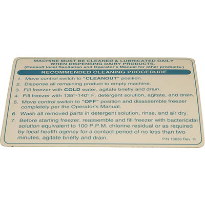 Saniserv SS10035 Saniserve Cleaning Decal