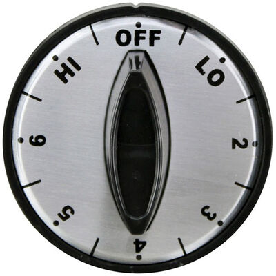Nemco 97079 Flat Down Chrome Face Knob 2" DIA, OFF-LO-2-6-HI, Mount .187", Fixed Overlay