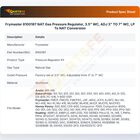 Frymaster 8100187 NAT Gas Pressure Regulator, 3.5" WC, ADJ 3" TO 7" WC,  LP To NAT Conversion