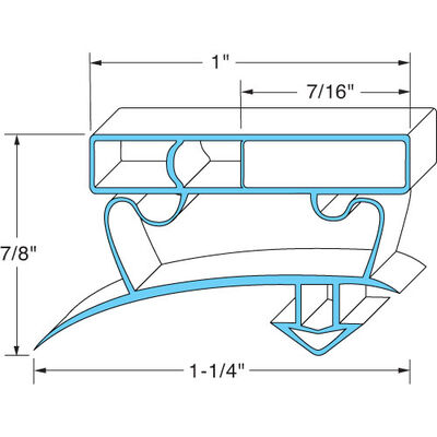 TRUE TRUE811125 Black Door Gasket, MAG7/16" + Filler 5/8", 25-1/2" X 53"