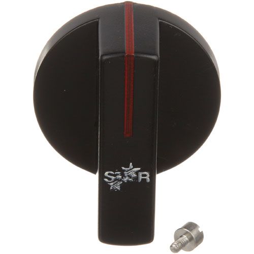 Star Mfg PS-Z9181 Black Thermostat Indicator Knob W/ Red Line with Stop Screw/stud,2-1/4" DIA , MOUNT .187 