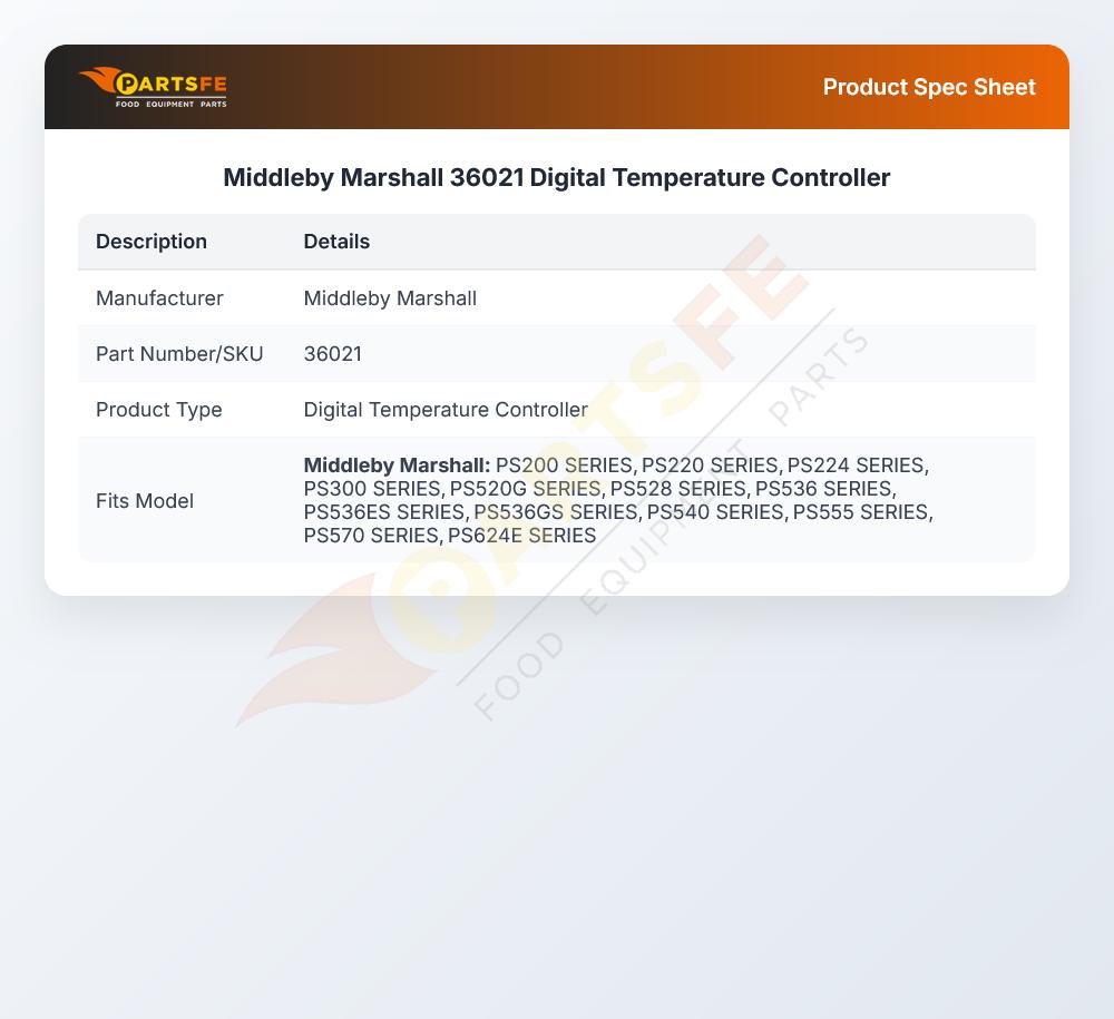Middleby Marshall 36021 Digital Temperature Controller