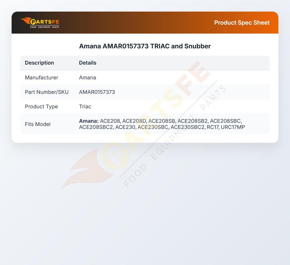 Amana AMAR0157373 TRIAC and Snubber