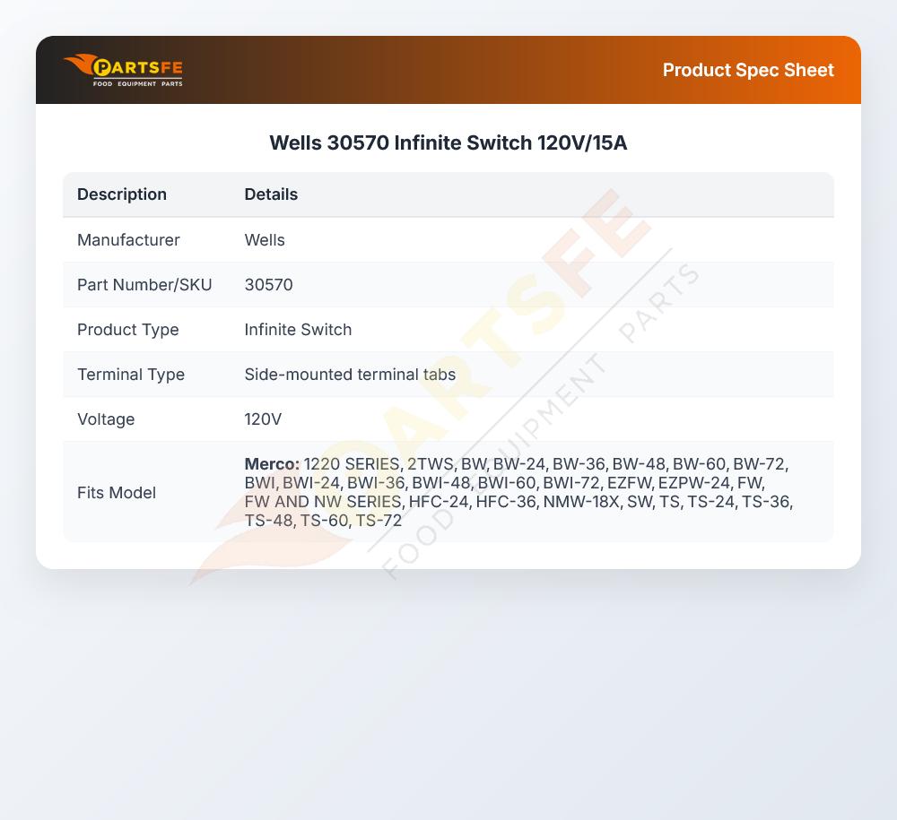 Wells 30570 Infinite Switch 120V/15A