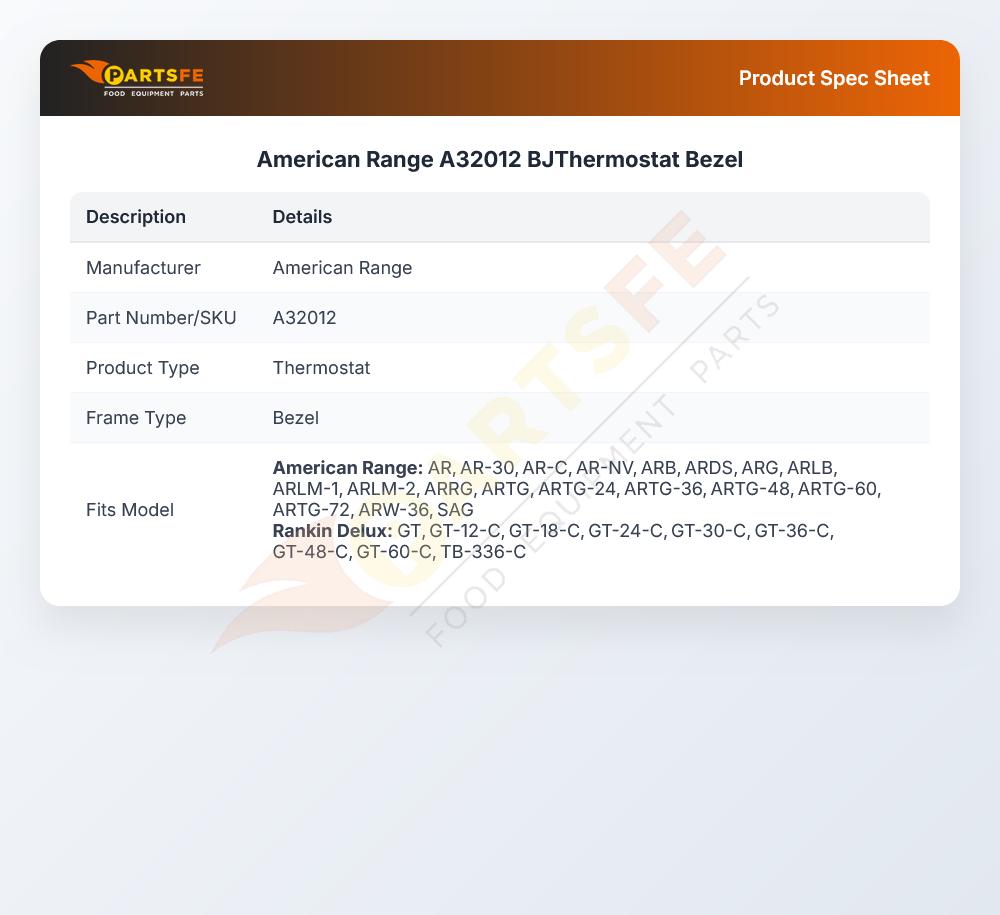 American Range A32012 BJThermostat  Bezel