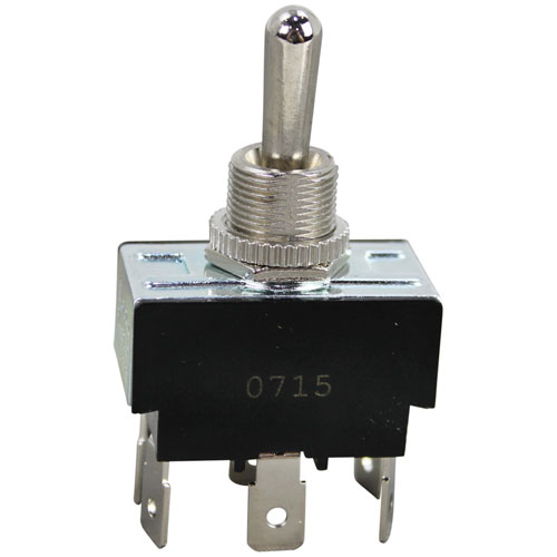 Hobart 906446 20A/125-277V DPDT Toggle Switch W/ 1/2" Hole, Black/Silver