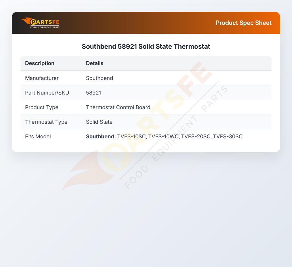 Southbend 58921 Solid State Thermostat Control Board