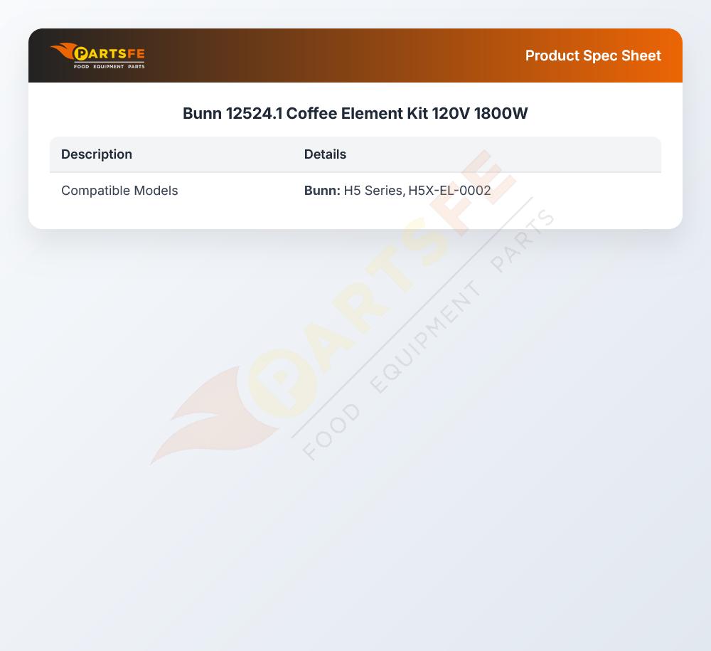 Bunn 12524.1 Coffee Element Kit 120V  1800W