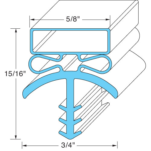Bally BLRB16546 Magnetic Door Gasket Gray,  35-5/8" X 77-3/4"