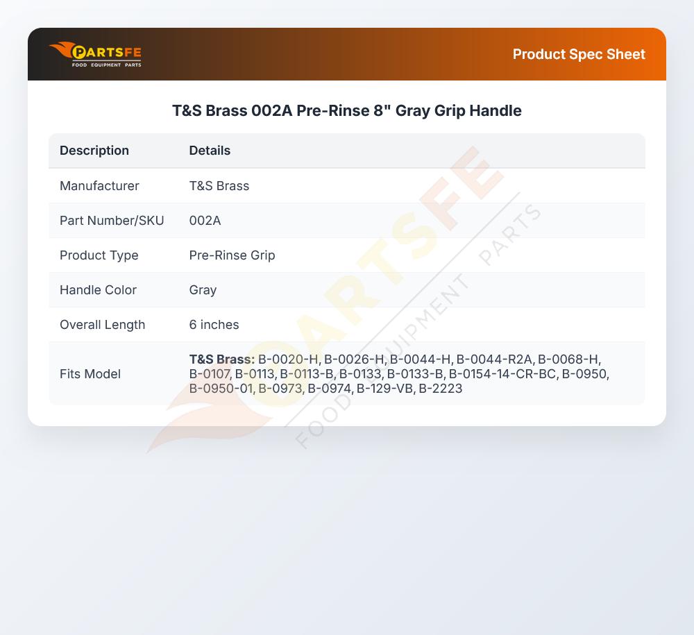 T&S Brass 002A Pre-Rinse Hand Grip Assembly Gray