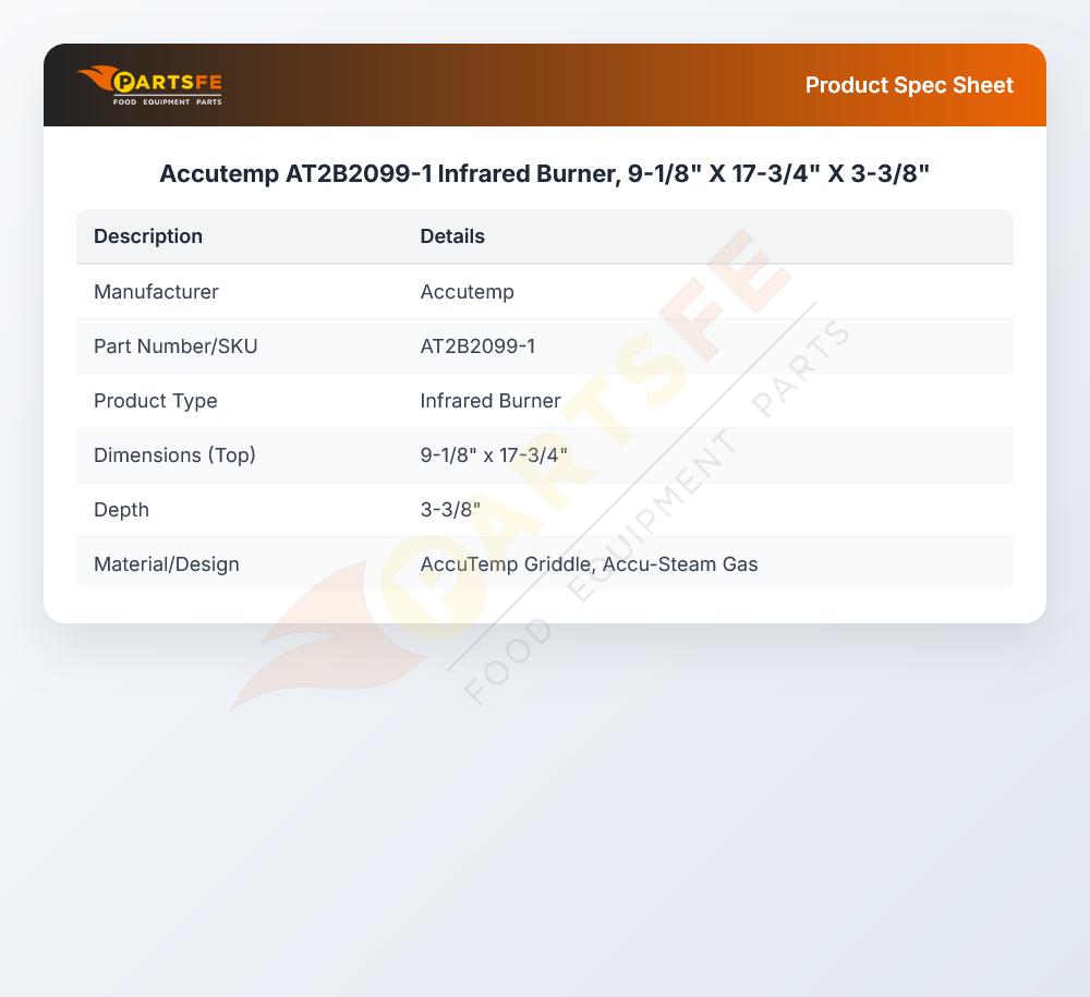 Accutemp AT2B2099-1 Infrared Burner